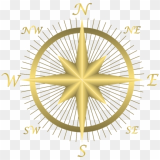 Compass Directions East Map North South West - Gold Compass Rose Png, Transparent Png