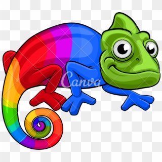 Chameleon Vector Cartoon Rainbow - Chameleon Clipart, HD Png Download