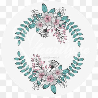 Wreath Flowers Doodle - Plate, HD Png Download