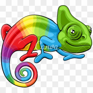 Chameleon Vector Cartoon Rainbow - Chameleon Clipart, HD Png Download