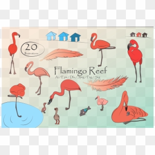 Flamingo Reef- Cute Flamingo's Clipart Example Image - Greater Flamingo, HD Png Download