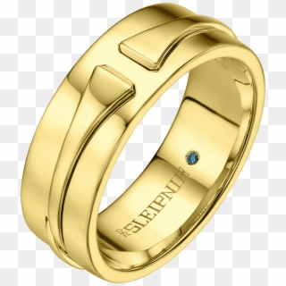Men's 18k Yellow Gold Wedding Band Ring Horse Shoe - Engagement Ring, HD Png Download