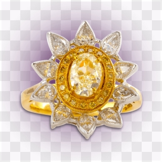 Yellow Diamond Studded Ring - Diamond, HD Png Download