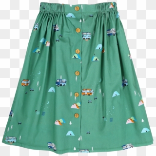 Sea Apple Campsite Green Button Down Midi Skirt - A-line, HD Png Download