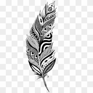 Black And White Feather Tattoo Design - Black And White Feather Clipart, HD Png Download