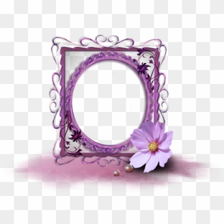 Purple Picture Frame Flower Design - Frame Flower Design, HD Png Download