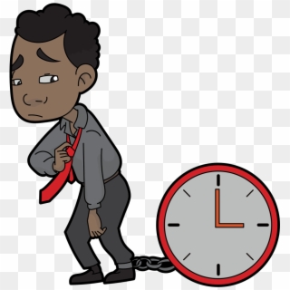 Black Cartoon Man Chained To A Clock - Cartoon, HD Png Download