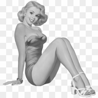 #blackandwhite #pinupgirl #pinup #girl #woman #female - Illustration, HD Png Download