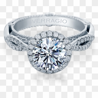 Verragio Venetian-5062r Halo Round Diamond Engagement - Platinum Engagement Rings, HD Png Download