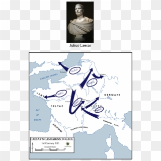 Denarius Of Julius Caesar - Caesar's Route Into Gaul, HD Png Download