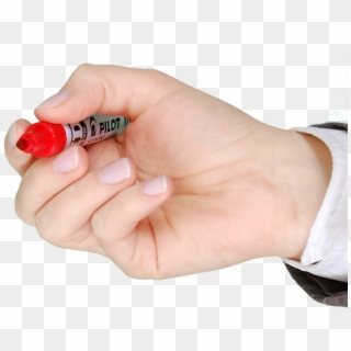 Hand With Red Marker Png, Transparent Png