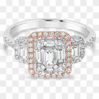 Propose Tonight 14k White And Rose Gold Emerald Diamond - Engagement Ring, HD Png Download