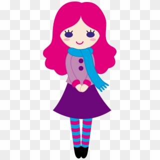 Cute Cartoon Girl Png Transparent Image - Girl With Purple Hair Clipart, Png Download