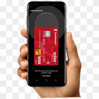 Hand Holding Mobile Phone With Samsung Pay App - Samsung Mobile Hand Png, Transparent Png