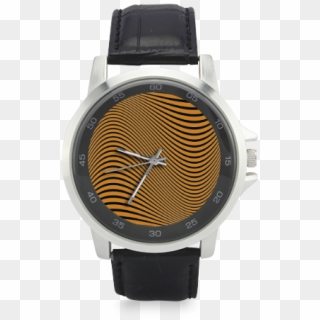 Orange And Black Wavy Lines Unisex Stainless Steel - Pizza Watch, HD Png Download