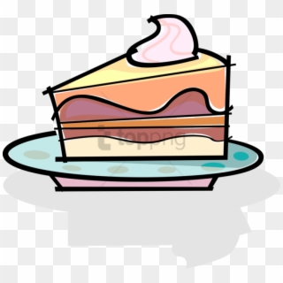 Vector Illustration Of Slice Of Dessert Cake On Plate - Slice Of Cake Clip Art, HD Png Download