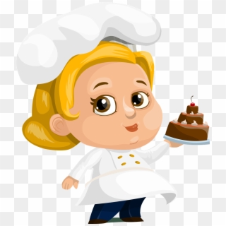 Food Chef Cake Woman Lady Female Chubby - Woman Chef Cartoon, HD Png Download
