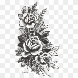 Rose Tattoo Png High-quality Image - Flowers Design Tattoo, Transparent Png