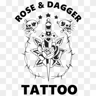 Rose And Dagger Tattoo Pdx - Dagger Rose Tattoo Flash, HD Png Download