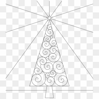 Christmas Tree Coloring Page Printable - Line Art, HD Png Download
