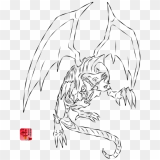 Blue Eyes White Dragon Lineart , Png Download - Blue Eyes White Dragon Line Art, Transparent Png