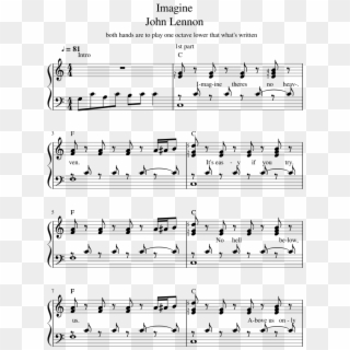 Imagine John Lennon Sheet Music 1 Of 3 Pages - High And The Mighty Sheet Music, HD Png Download