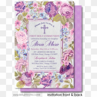First Holy Communion Invitations For Girls [di-726] - Vintage Invitations Baptism Girl, HD Png Download