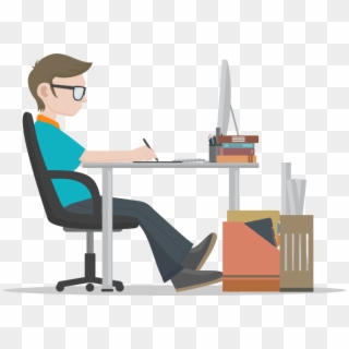 Desk Clipart Stressed Office Worker - Graphic Designer Png, Transparent Png