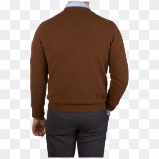 William Lockie Brown Crew-neck Lambswool Sweater Back - Sweater, HD Png Download