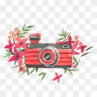 Ftestickers Watercolor Camera Flowers Pink - Logo Camera Flower Png, Transparent Png