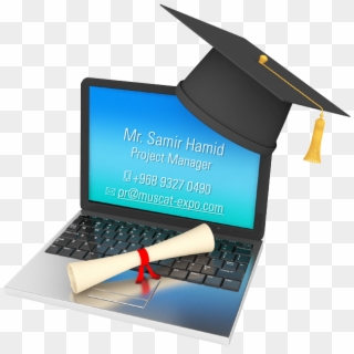 For Exhibiting Enquiries And - Computer With Graduation Hat, HD Png Download