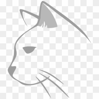 Cat Line Art Kitten Drawing Silhouette , Png Download - Black And White Cat Head Clip Art, Transparent Png