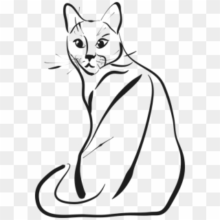 Cat Animal Drawing Graphic Pet Cute Cat - Cat Sitting Coloring Page, HD Png Download