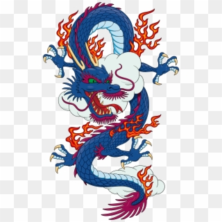 Blue Chinese Material Japanese Dragon T-shirt Vector - Japanese Dragon, HD Png Download
