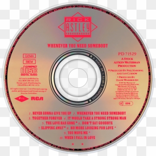 Rick Astley Whenever You Need Somebody Cd Disc Image - Rca Records, HD Png Download
