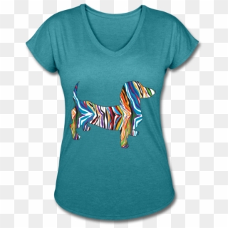 Cute Psychedelic Dachshund Silhouette - Shirt, HD Png Download