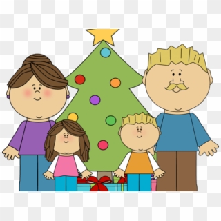Family Clipart Xmas - Boy And Girl Christmas Tree Clipart, HD Png Download