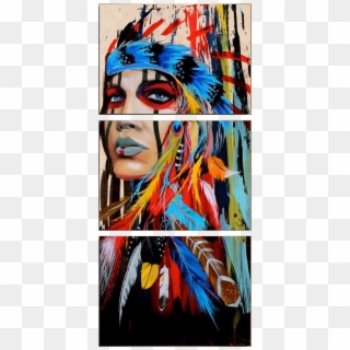 Handsome Modern Hd Printed 3 Piece Canvas Art Of An - Native American Headdress Painting, HD Png Download
