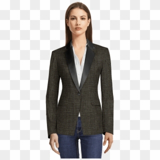 Grey Linen Tuxedo Blazer - Lapel, HD Png Download