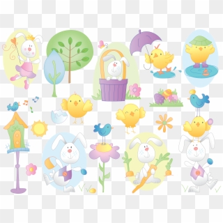 Egg Easter Bunny Happy Free Frame - Cartoon, HD Png Download