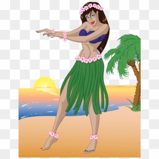 Merrie Monarch Festival Hula Dance Illustration Beach - Hula Girl Cartoon, HD Png Download