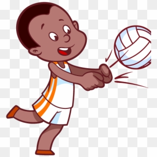 Volleyball Clip Cartoon - Kids Playing Cartoon, HD Png Download