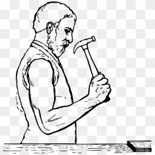 Elbow Position For Hammering Icons Png - Man Hammering Clipart Black And White, Transparent Png