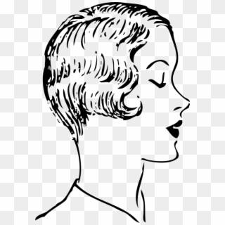 Woman Side Profile Face Head Eyes Closed - Cut Hair Clip Art Black And White, HD Png Download