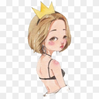 Cartoon Girl Transprent - Crown On A Person Drawing, HD Png Download -  628x949(#6348105) - PngFind