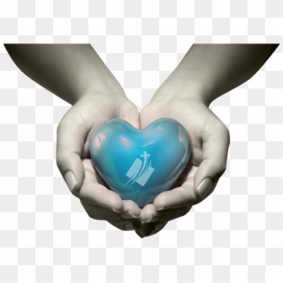 Hands Holding Out A Blue Cyan Turquoise Heart With - Hand Dil, HD Png Download