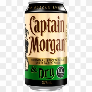Captain Morgan Original Spiced Gold & Dry Cans 375ml - Captain Morgan And Dry, HD Png Download