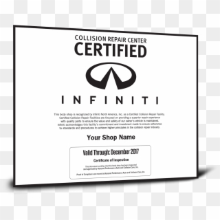 Infiniti Certified Collision Repair Network - Body Shop Certificate Of Repair, HD Png Download