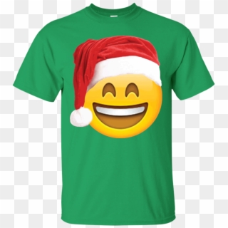Emoji Christmas Shirt Smiley Face Santa Hat Family - 40th Birthday T Shirt Slogans, HD Png Download