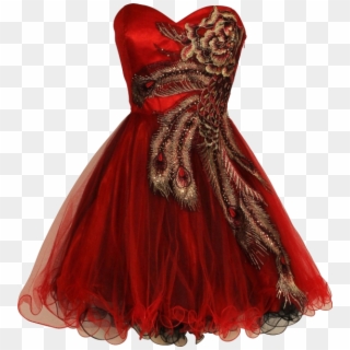 Metallic Peacock Embroidered - Homecoming Dresses Red And Black, HD Png Download
